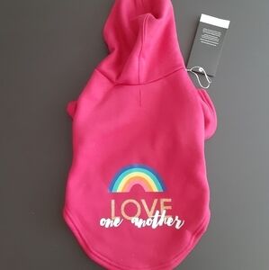 𝅺Live Love Bark Love One Another Dog Coat Hoodie Pride Rainbow Small NEW